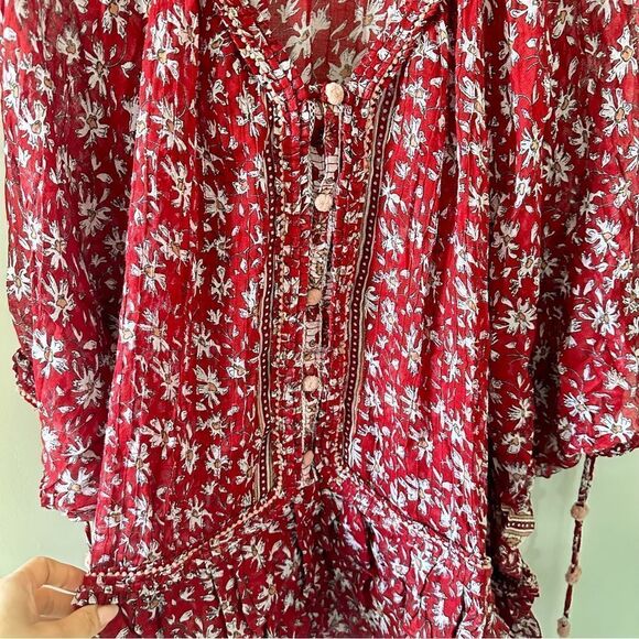 Poupette St Barth Dress Fleur Poncho Red Dalia - Picture 4 of 8